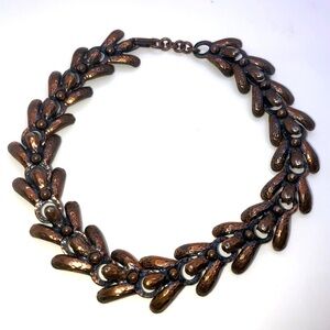 REBAJES Vintage Copper Leaf Necklace / Heavy - 15”